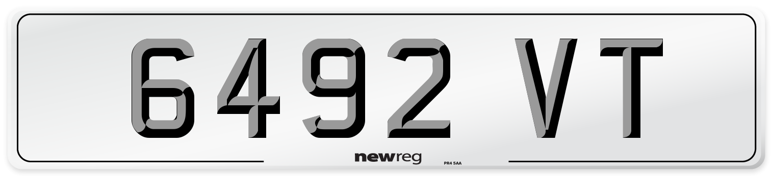6492 VT Number Plate from New Reg